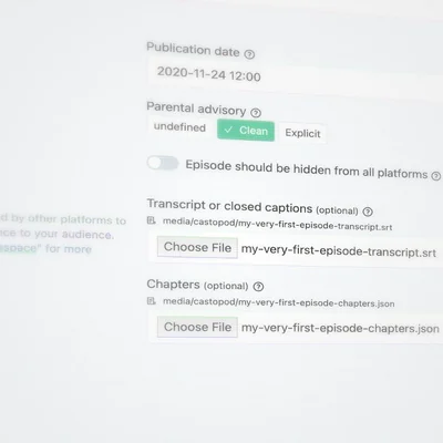 Castopod supports Chapters and Transcript tags